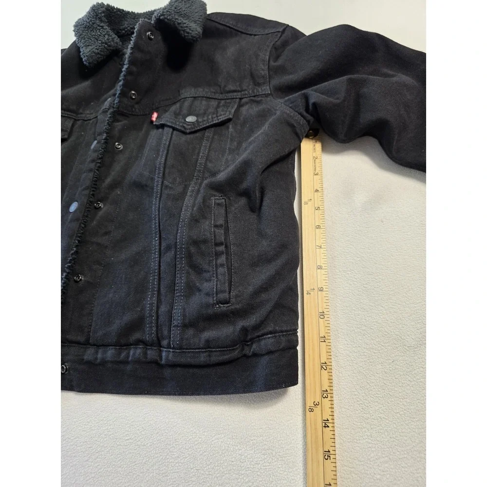 Levis Denim Jacket Adult Large Blk Sherpa Lined Black Tab Trucker Fleece